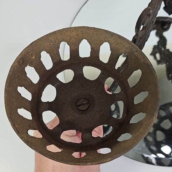 Antique Dual Arm Wall Mount Oil Lamp Holder Cast Iron Sconce Swing Bracket USA - Picture 14 of 16